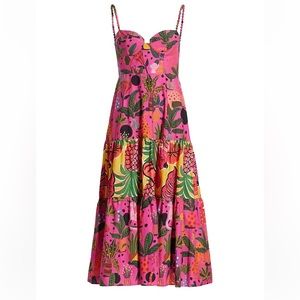 Farm Rio Pop Leopards Printed Midi-Dress